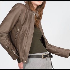 Zara lambskin bomber jacket